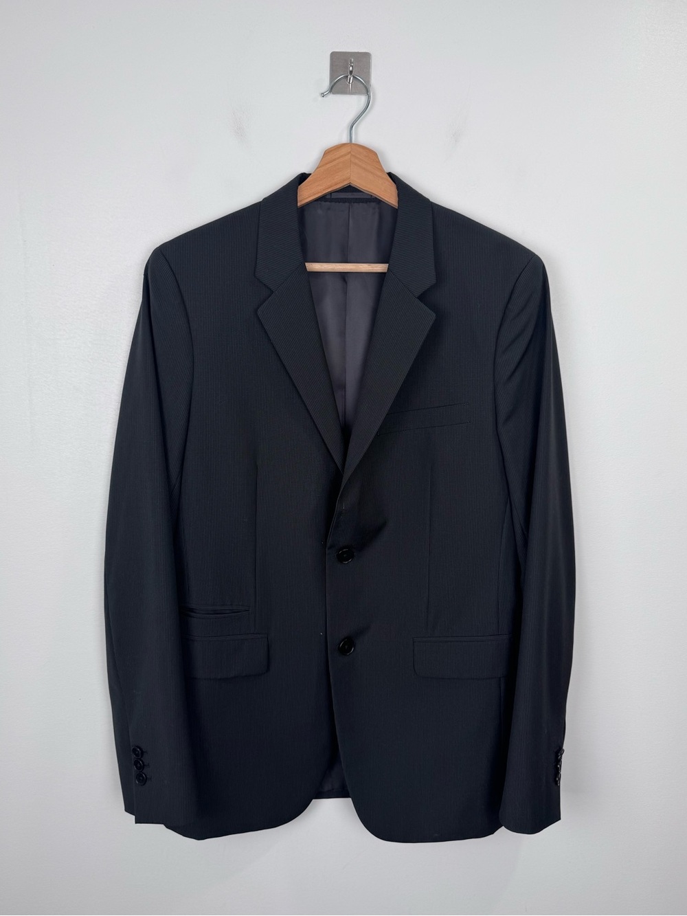Theory Men Black Stripe Wool Blazer 38R